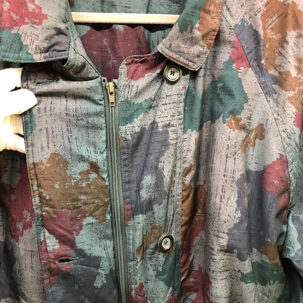 Vintage Parka Jacket Womens XL Gray Abstract Multicolor 90s Windbreaker Outdoors - Picture 9 of 11